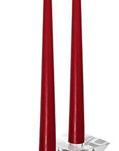 Hyoola Tall Taper Candles - 10 Inch Cherry Red Unscented Dripless Taper Candles - 8 Hour Burn Time - 12 Pack