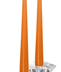 Hyoola Tall Taper Candles - 10 Inch Orange Unscented Dripless Taper Candles - 8 Hour Burn Time - 12 Pack