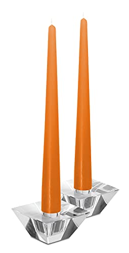 Hyoola Tall Taper Candles - 10 Inch Orange Unscented Dripless Taper Candles - 8 Hour Burn Time - 12 Pack