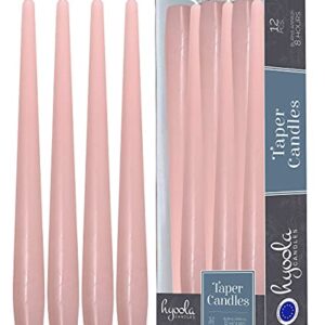 Hyoola Tall Taper Candles - 10 Inch Light Pink Unscented Dripless Taper Candles - 8 Hour Burn Time - 12 Pack