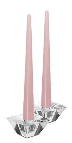 Hyoola Tall Taper Candles - 10 Inch Light Pink Unscented Dripless Taper Candles - 8 Hour Burn Time - 12 Pack