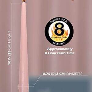 Hyoola Tall Taper Candles - 10 Inch Light Pink Unscented Dripless Taper Candles - 8 Hour Burn Time - 12 Pack