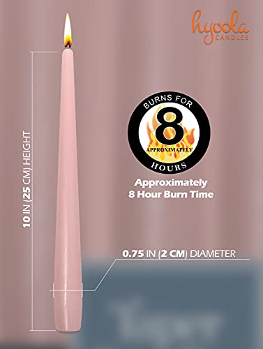 Hyoola Tall Taper Candles - 10 Inch Light Pink Unscented Dripless Taper Candles - 8 Hour Burn Time - 12 Pack