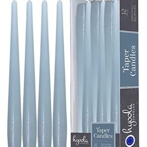 Hyoola Tall Taper Candles - 12 Inch Ice Blue Unscented Dripless Taper Candles - 10 Hour Burn Time - 12 Pack