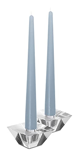 Hyoola Tall Taper Candles - 12 Inch Ice Blue Unscented Dripless Taper Candles - 10 Hour Burn Time - 12 Pack