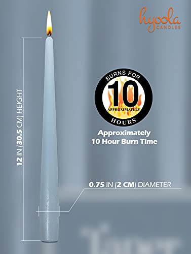 Hyoola Tall Taper Candles - 12 Inch Ice Blue Unscented Dripless Taper Candles - 10 Hour Burn Time - 12 Pack