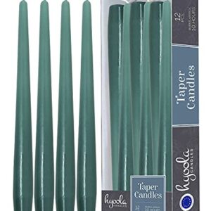 Hyoola Tall Taper Candles - 12 Inch Sage Green Unscented Dripless Taper Candles - 10 Hour Burn Time - 12 Pack