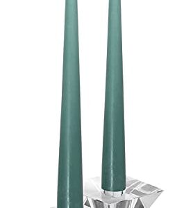 Hyoola Tall Taper Candles - 12 Inch Sage Green Unscented Dripless Taper Candles - 10 Hour Burn Time - 12 Pack