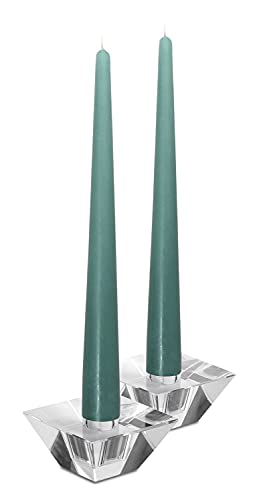 Hyoola Tall Taper Candles - 12 Inch Sage Green Unscented Dripless Taper Candles - 10 Hour Burn Time - 12 Pack