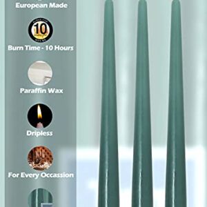 Hyoola Tall Taper Candles - 12 Inch Sage Green Unscented Dripless Taper Candles - 10 Hour Burn Time - 12 Pack