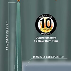 Hyoola Tall Taper Candles - 12 Inch Sage Green Unscented Dripless Taper Candles - 10 Hour Burn Time - 12 Pack