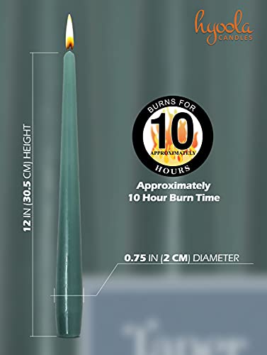 Hyoola Tall Taper Candles - 12 Inch Sage Green Unscented Dripless Taper Candles - 10 Hour Burn Time - 12 Pack