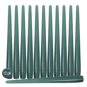 Hyoola Tall Taper Candles - 12 Inch Sage Green Unscented Dripless Taper Candles - 10 Hour Burn Time - 12 Pack