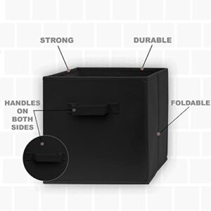 Pomatree 12x12x12 Inch Storage Cubes - 6 Pack - Fabric Cube Storage Bins | Dual Handles, Foldable | Home, Kids Room, Closet and Storage Basket Bin Organizers (Black)