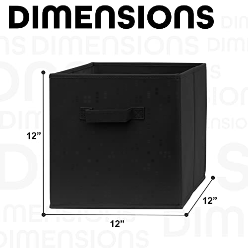 Pomatree 12x12x12 Inch Storage Cubes - 6 Pack - Fabric Cube Storage Bins | Dual Handles, Foldable | Home, Kids Room, Closet and Storage Basket Bin Organizers (Black)