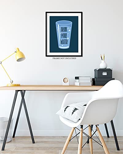 Govivo Drink More Water - Wall Decor Art Print with a dark blue background - 8x10 unframed artwork printed on photograph paper