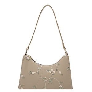 kcocoo shoulder bags for women, cute hobo tote handbag mini clutch purse with zipper closure floral classic crossbody bag(khaki,)