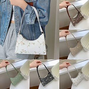 Kcocoo Shoulder Bags for Women, Cute Hobo Tote Handbag Mini Clutch Purse with Zipper Closure Floral Classic Crossbody Bag(Khaki,)