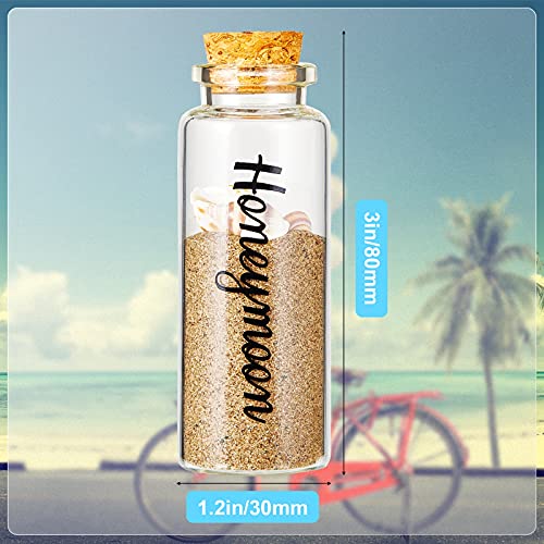 Honeymoon Sand Keepsake Jar Honeymoon Glass Bottle Glass Jar Cylinder Glass Jar with Cork Lid Honeymoon Souvenir for Diy Crafts, Travel, Bride or Newlywed Couple, Wedding Engagement, 55 ml (2 Pieces)