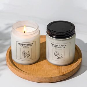 Candles, Apple Cinnamon and Lemongrass Eucalyptus Candles for Home Scented, 2 Pack Candles Gifts for Women, 15 oz Soy Candle, Scented Candles Gifts Set for Mother's Day, Valentine, Christma's Gifts…