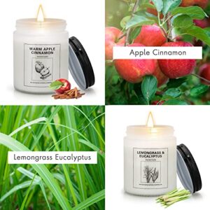 Candles, Apple Cinnamon and Lemongrass Eucalyptus Candles for Home Scented, 2 Pack Candles Gifts for Women, 15 oz Soy Candle, Scented Candles Gifts Set for Mother's Day, Valentine, Christma's Gifts…