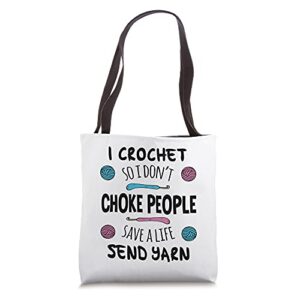 funny crochet crocheting crocheter knitting quilter gift tote bag