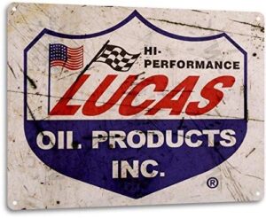 kexle lucas oil logo garage auto shop gas retro advertising wall decor metal tin sign 8x12in