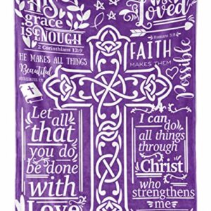 InnoBeta Christian & Religious & Spiritual Gifts, Inspirational Bible Verse Blanket for Women and Men, Flannel Throw Blanket for Christmas, Thanksgiving, Birthday, 50"x 65", Purple