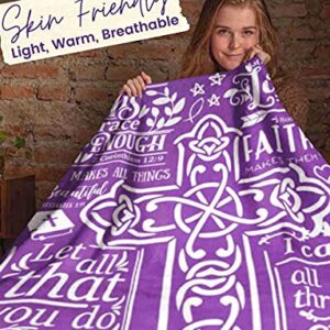 InnoBeta Christian & Religious & Spiritual Gifts, Inspirational Bible Verse Blanket for Women and Men, Flannel Throw Blanket for Christmas, Thanksgiving, Birthday, 50"x 65", Purple