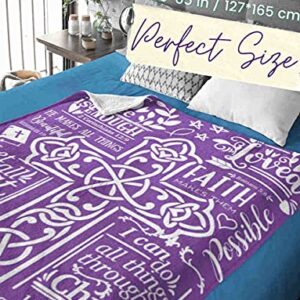 InnoBeta Christian & Religious & Spiritual Gifts, Inspirational Bible Verse Blanket for Women and Men, Flannel Throw Blanket for Christmas, Thanksgiving, Birthday, 50"x 65", Purple