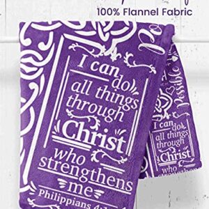 InnoBeta Christian & Religious & Spiritual Gifts, Inspirational Bible Verse Blanket for Women and Men, Flannel Throw Blanket for Christmas, Thanksgiving, Birthday, 50"x 65", Purple