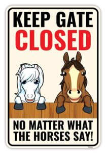 venicor horse sign decor – 14 x 9 inches – aluminum – cute horse gifts for women girls lovers – horse wall art supplies accessories stuff