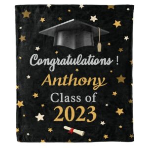 2023 personalized graduation blanket, custom class year congratulations gift, gesture for the one who is achieving success & getting graduated, super soft blanket (design 1, queen- 60″x80″ (inches))