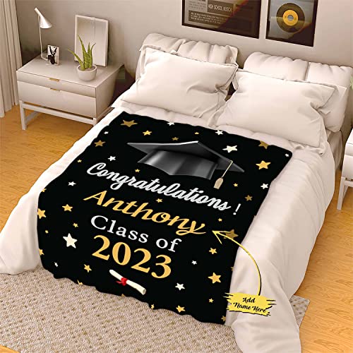 2023 Personalized Graduation Blanket, Custom Class Year Congratulations Gift, Gesture for The One Who is Achieving Success & Getting Graduated, Super Soft Blanket (Design 1, Queen- 60"x80" (Inches))