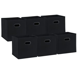 pomatree 13x13x13 storage cube bins – 6 pack | large and sturdy, dual plastic handles | cube storage bins | foldable, closet and storage fabric bin baskets | home and office organizers (black)