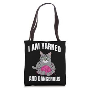 i am yarned and dangerous knitting grandma knit lover tote bag