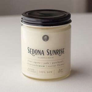 sedona sunrise scented candle cactus flower + jade + agave + aloe | aromatherapy soy candle | valentines day gift – 8 oz.