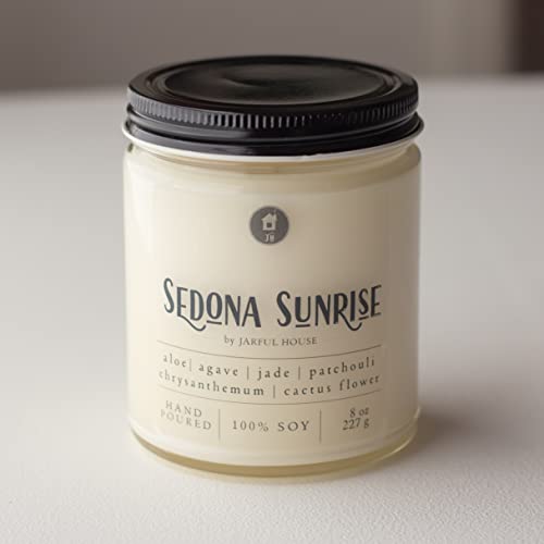 Sedona Sunrise Scented Candle Cactus Flower + Jade + Agave + Aloe | Aromatherapy Soy Candle | Valentines Day Gift - 8 oz.