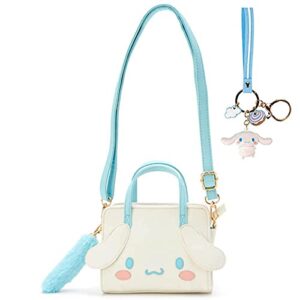 shocktu my melody bag, cinnamoroll pompompurin bag cute cartoon shoulder bag anime cosplay doll handbag (white)