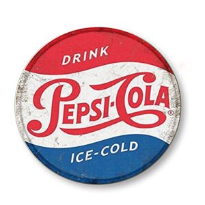 drink ice-cold pepsi cola round metal tin signs, vintage wall decor retro art tin sign funny decorations for home bar pub cafe farm room metal posters 12 inch diameter