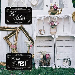 Queekay 3 Pieces She Said Yes Sign Photo Prop Engagement Engaged Sign Engagement Party Decorations Wood Hanging He Asked She Said Yes Sign for Wedding Party Photoshoot Supplies