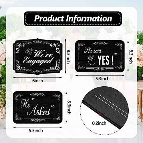Queekay 3 Pieces She Said Yes Sign Photo Prop Engagement Engaged Sign Engagement Party Decorations Wood Hanging He Asked She Said Yes Sign for Wedding Party Photoshoot Supplies