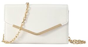 autumnwell clutch purse evening bag for women，white envelope handbag with detachable chain for wedding and party