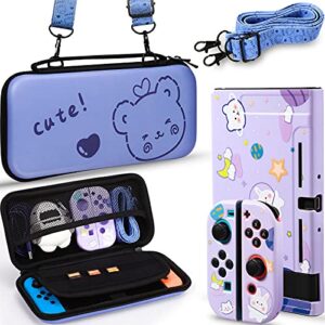 weewooday rabbit protective case and carrying case, soft slim case cover for console and controllers, hard shell travel carrying bag with 12 game card slots (compatible with switch)