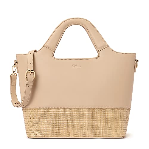 CLUCI Handbags for Women Leather Tote Shoulder Bag Big Capacity Fashion Handbags Wallet Top Handle Satchel Purse Khaki