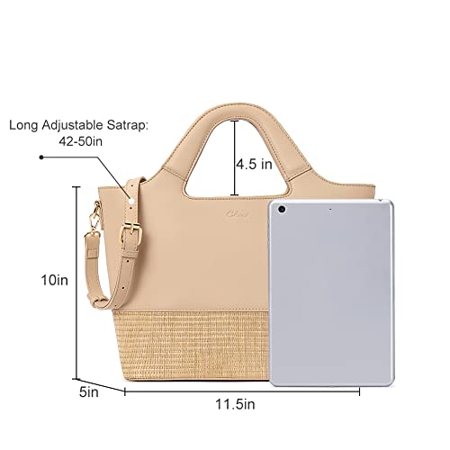 CLUCI Handbags for Women Leather Tote Shoulder Bag Big Capacity Fashion Handbags Wallet Top Handle Satchel Purse Khaki