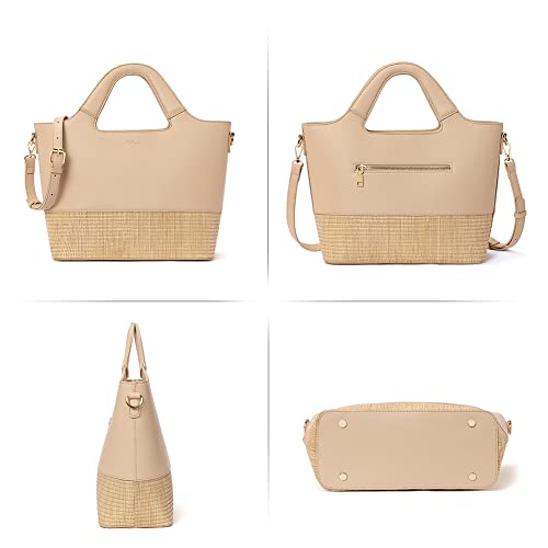 CLUCI Handbags for Women Leather Tote Shoulder Bag Big Capacity Fashion Handbags Wallet Top Handle Satchel Purse Khaki