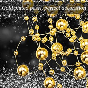 24 Pcs Artificial Pearl String for Floating Candle Faux Pearls Beads String Pearl Party Garland Decoration for Vases Filler Wedding Centerpiece Christmas Party Decor (Gold)