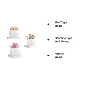 HAO Small Floating Shelf 6 inch Wall Mounted Mini Hanging Display Shelves for Living Room Bedroom Bathroom Set of 3 White