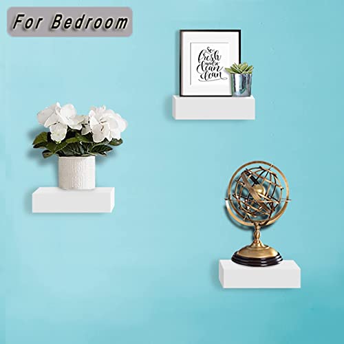 HAO Small Floating Shelf 6 inch Wall Mounted Mini Hanging Display Shelves for Living Room Bedroom Bathroom Set of 3 White